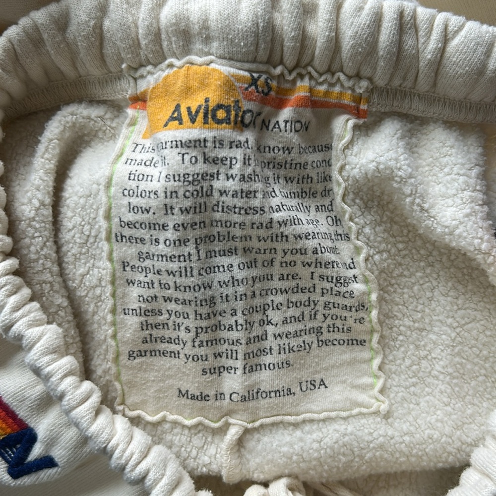 Aviator Nation Cream Pants with Rainbow Stripes - Picture 11 of 16